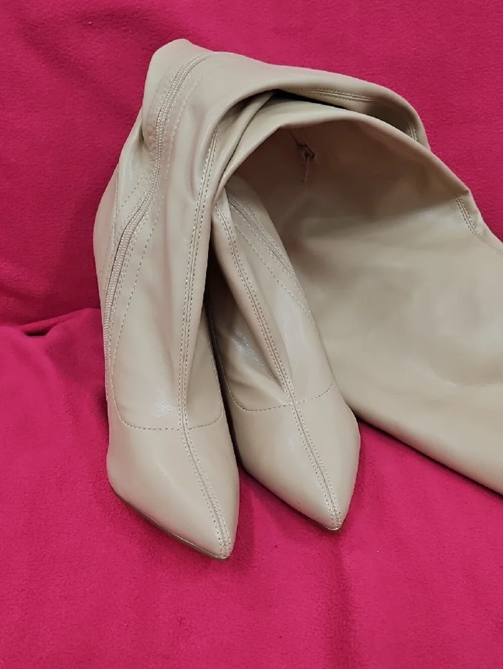 Women's Over-the-Knee Beige Stiletto Boots